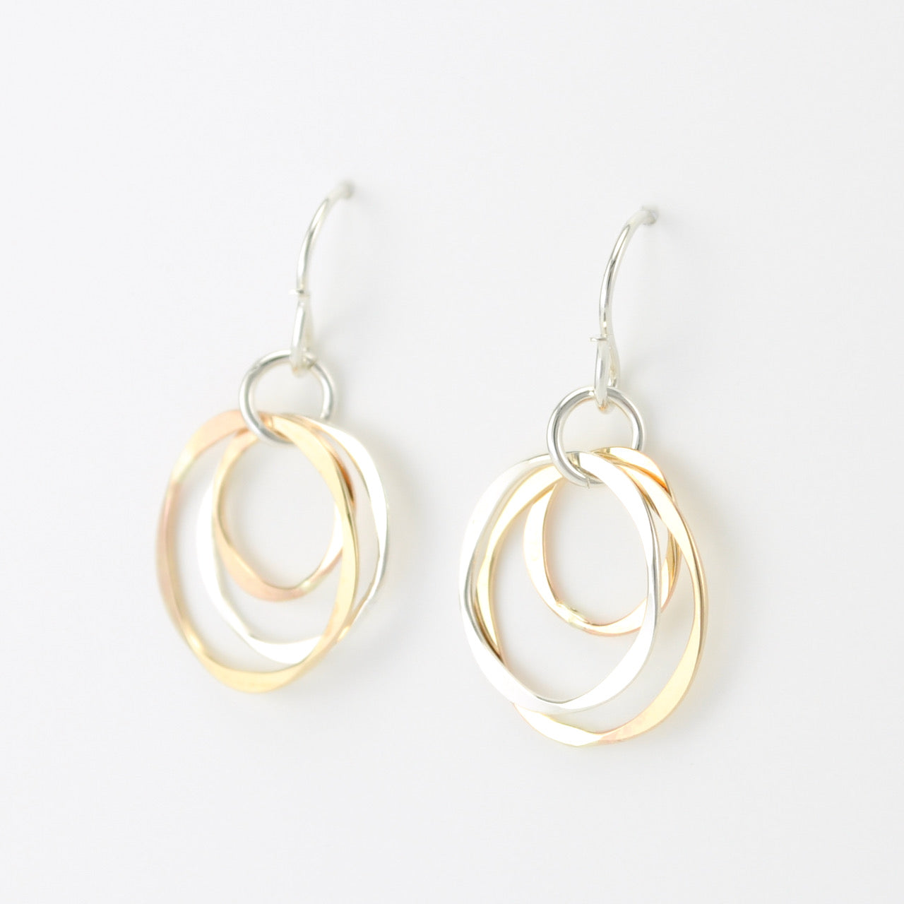 Gold Fill and Silver Triple Circle Earrings