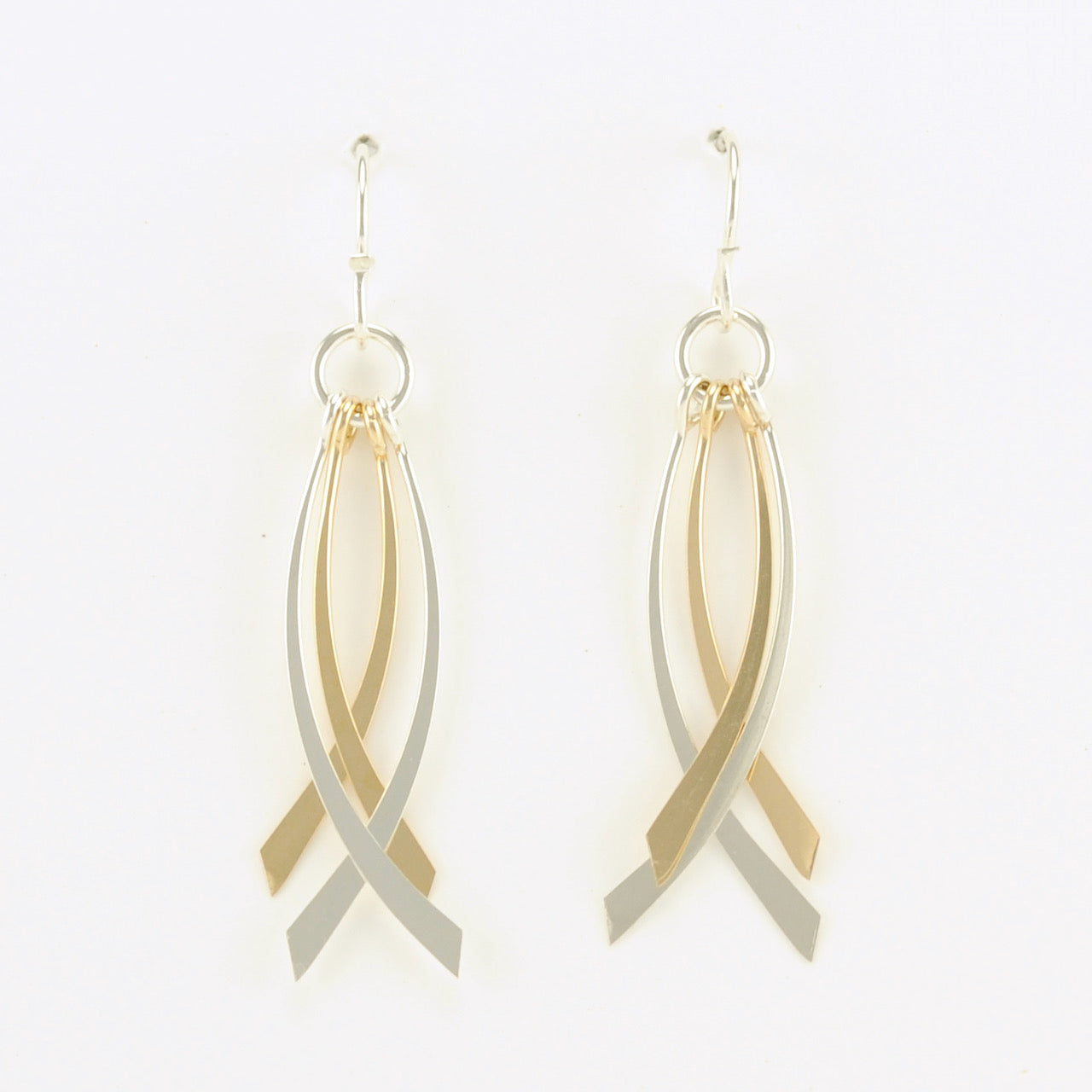 Sterling Silver Gold Fill 4 Cross Over Earrings