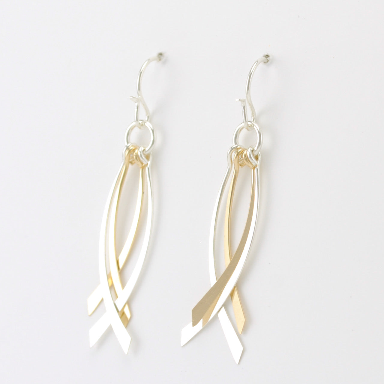 Side View Sterling Silver Gold Fill 4 Cross Over Earrings