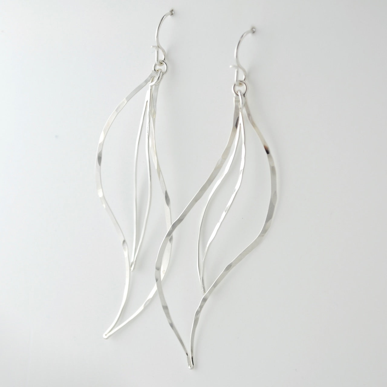 Silver Hammered Open Flame Earrings