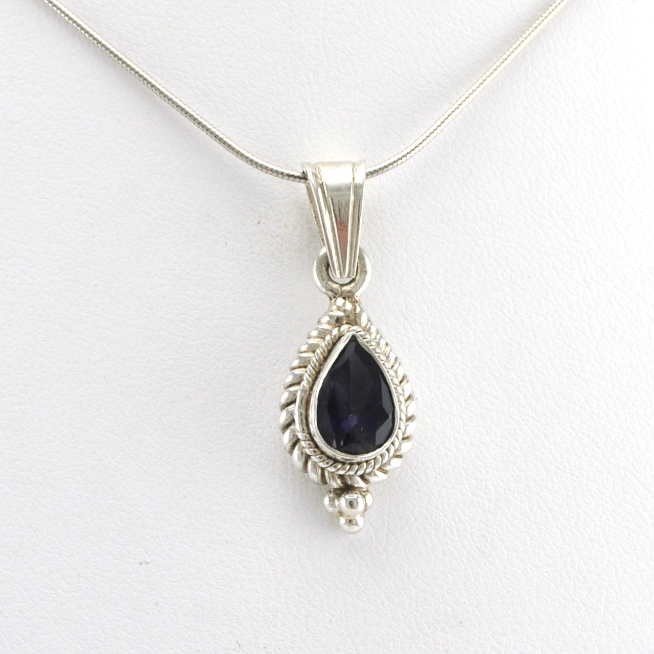 Alt View Sterling Silver Iolite Teardrop Pendant