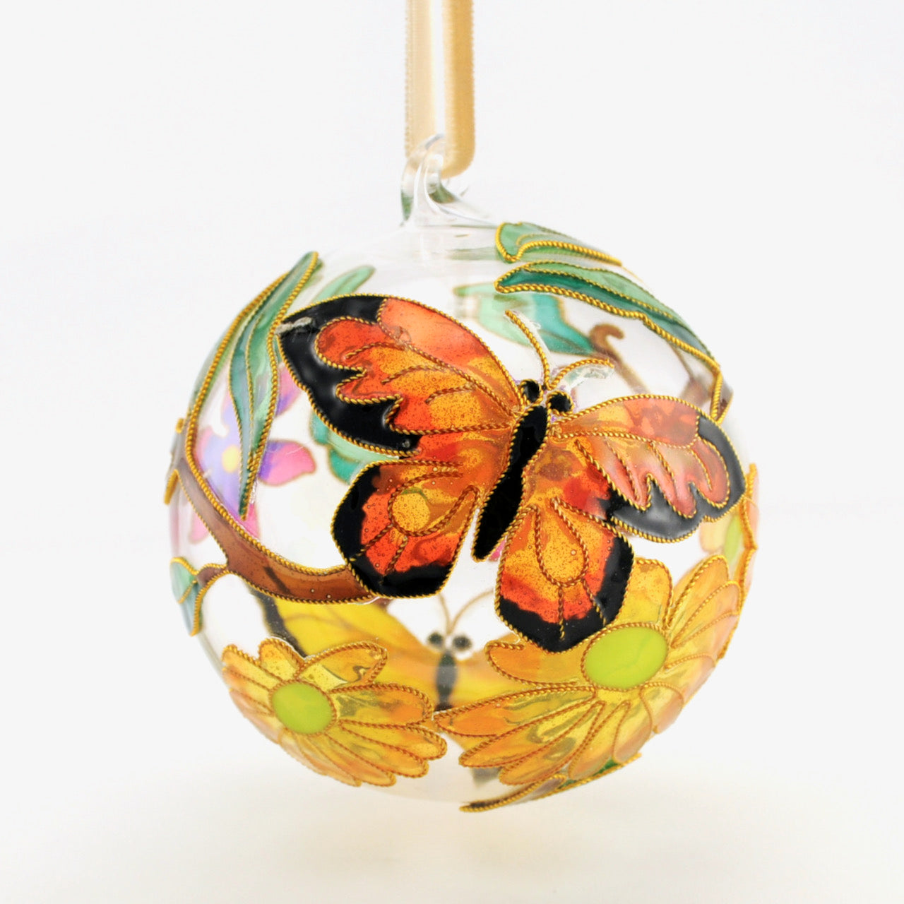 Butterflies Cloisonné Glass Ball Ornament