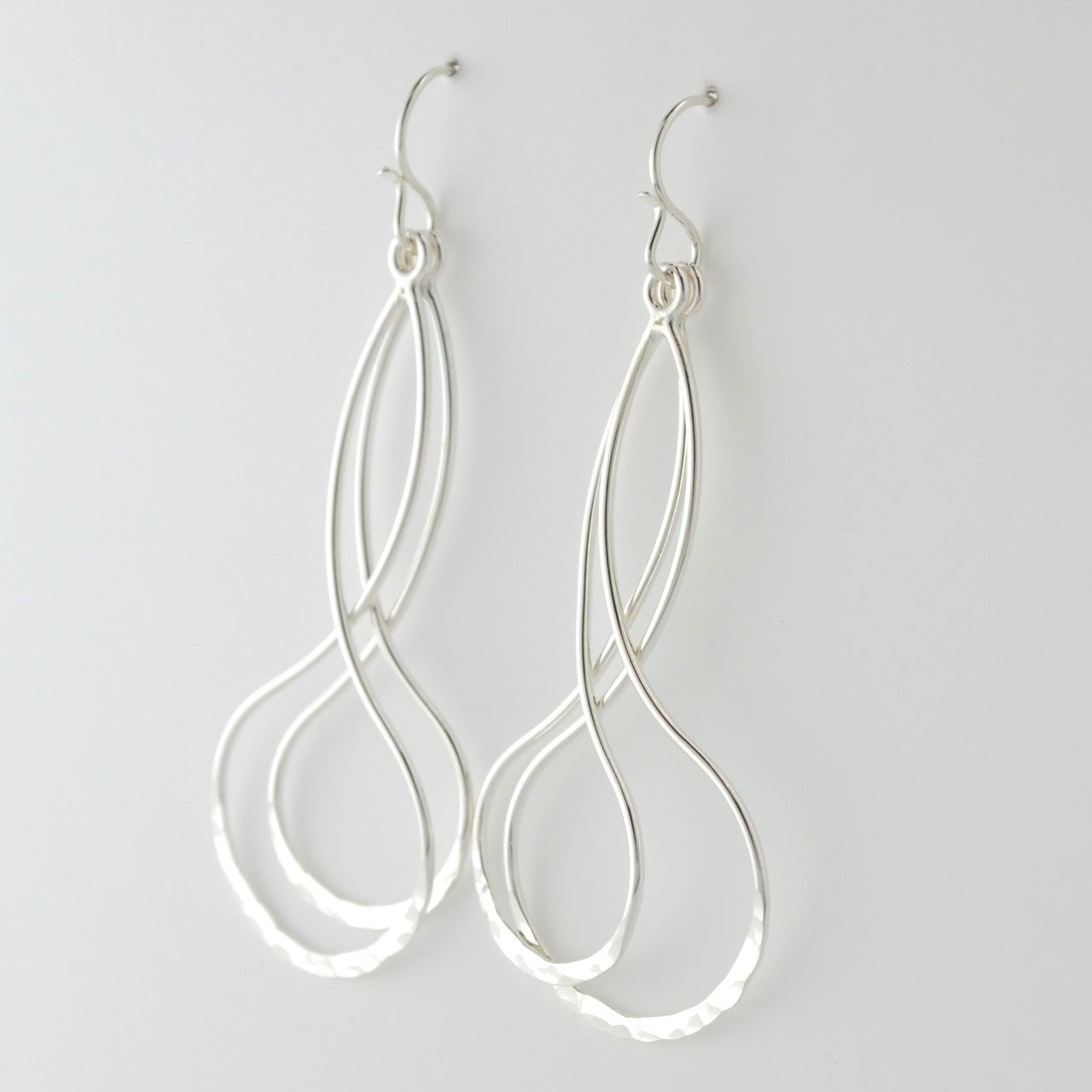 Side View Silver Double Drop Earrings