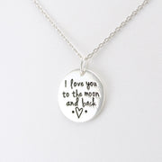 Side View Silver Love You to the Moon Necklace