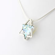 Silver Roman Glass Star of David Necklace