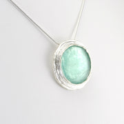 Side View Silver Roman Glass 18mm Round Necklace