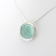 Silver Roman Glass 18mm Round Necklace