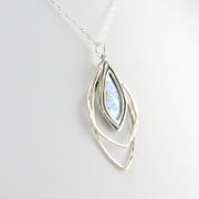 Side View Silver Roman Glass 3 Marquise Necklace