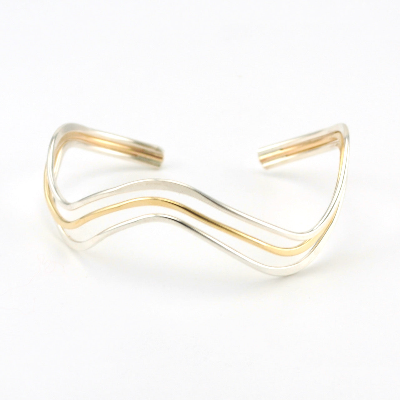 Sterling Silver Gold Fill Wavy Cuff Bracelet