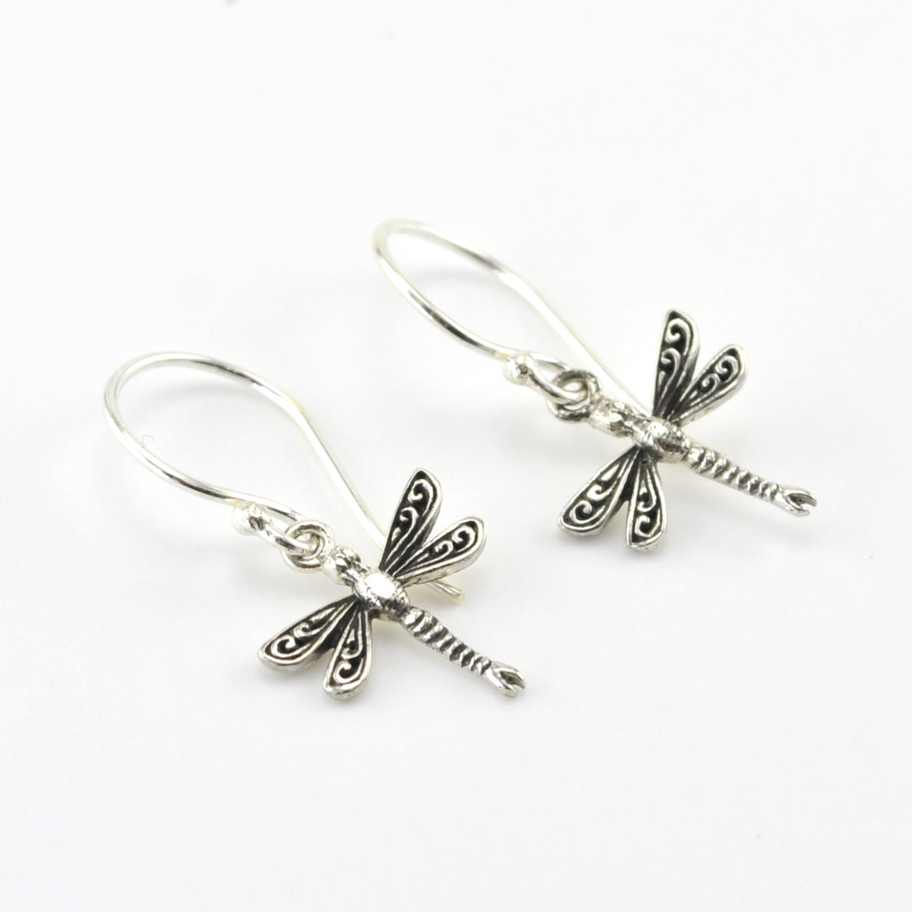 Silver Dragonfly Dangle Earrings