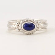 Lapis 4x6mm Oval Rope Ring