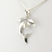 Side View Silver Dolphin Necklace