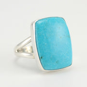 Side View Silver Arizona Turquoise Rect Ring