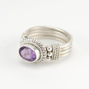 Alt View Silver Amethyst Oval Ring 