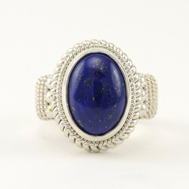 Sterling Silver Lapis 10x13mm Oval Ring Size 8