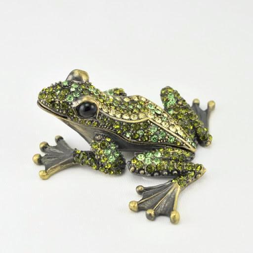 Frog with Peridot Green Crystals Box