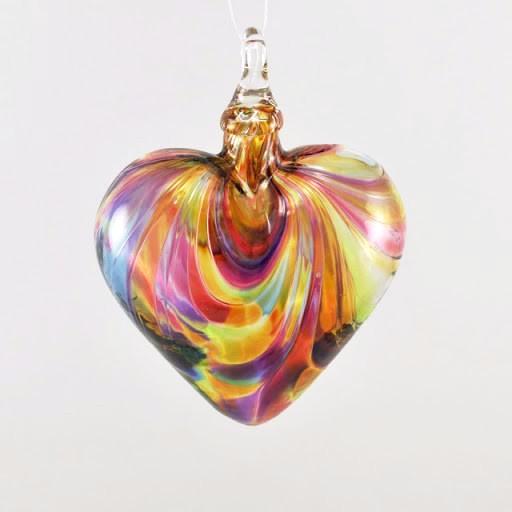 Glass Eye Heart Ornament Rainbow